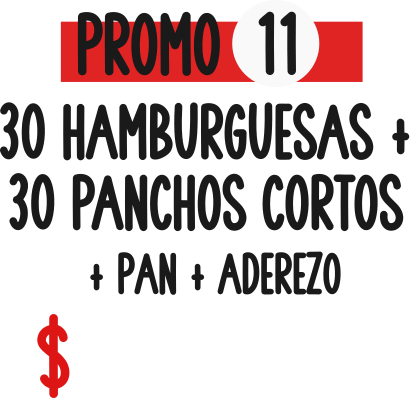 30 Hamburguesas + 30 Panchos cortos